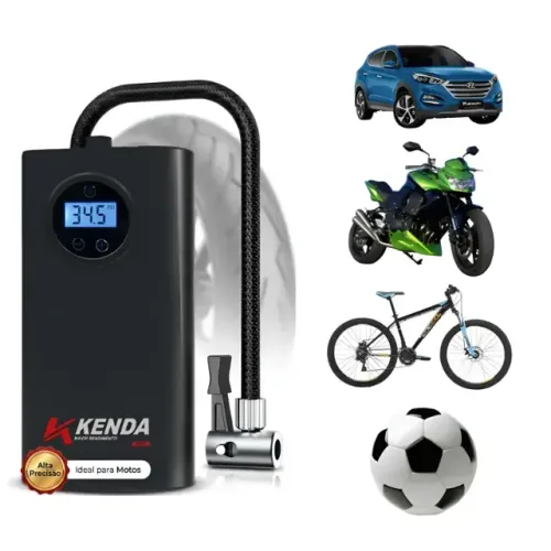 Compressor Portátil Bateria Usb Pneus Moto Carro Bike Cor Preto