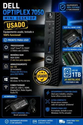 Computador Dell I5 7° geração + 8 de RAM