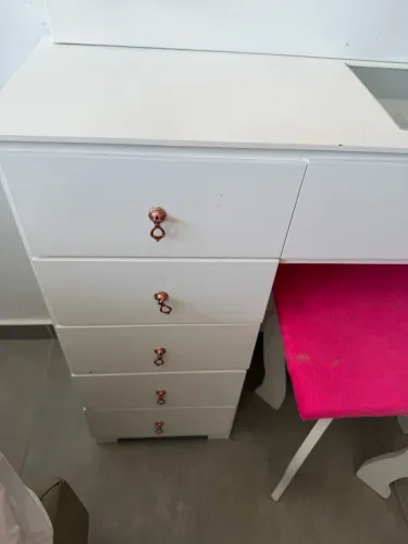 Penteadeira Infantil com Cadeira Rosa/Branco