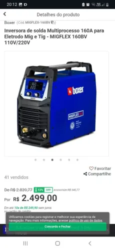 Inversora solda boxer migflex 160