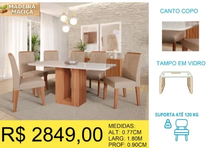 CONJUNTO DE MESA COM CADEIRAS MADEIRA MACIÇA