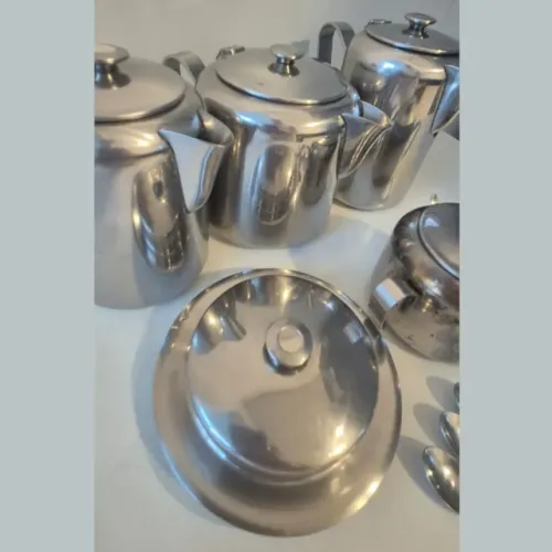 Conjunto De Café E Chá Antigo Em Aço Inox 