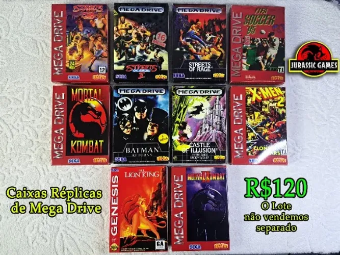 Caixas Repro Mega Drive - Mortal Kombat - Streets of Rage - Batman Returns