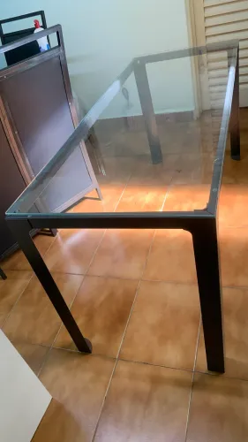 Mesa escritório de vidro tok&Stok