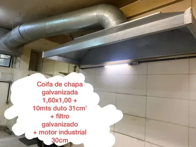 Sistema de Exaustão Industrial Completo - Coifa de Chapa Galvanizada
