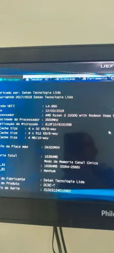 CPU Ryzen 3 2200G c/ vídeo integrado fonte 80plus placa mãe SSD M2, NÃO TEM MEMÓRIA NEN HD