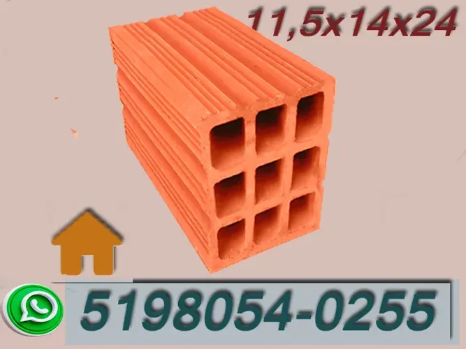 Tijolos 9 Furos 11,5x14x24 . Direto da Cerâmica .