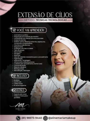 CURSO DE EXTENSÃO DE CÍLIOS R$: 950,00