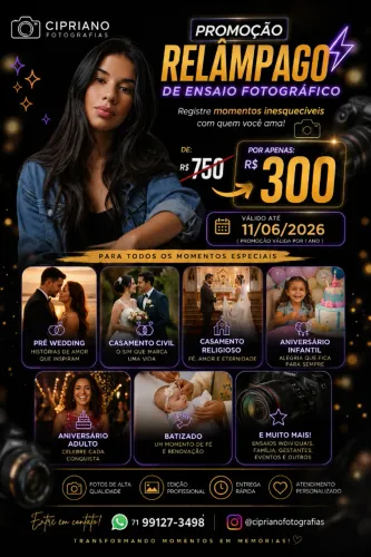 Ensaio fotográfico de $750 por $300
