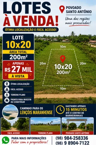 VENDO LOTE NA MELHOR REGIÃO DE BARREIRINHAS 