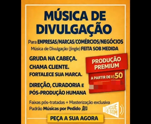 Crio letra e música para divulgação do seu produto ou serviço