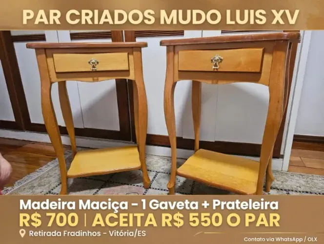 PAR DE CRIADOS-MUDO MADEIRA CLARA