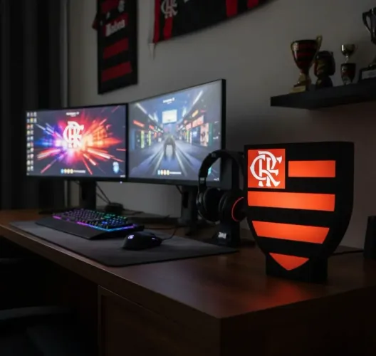 Luminária sem fio escudo flamengo