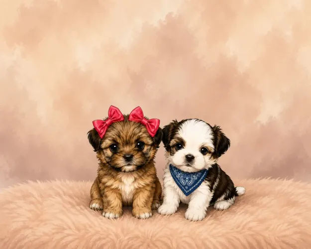 Shih Tzu miniatura fêmea e macho luxuosos