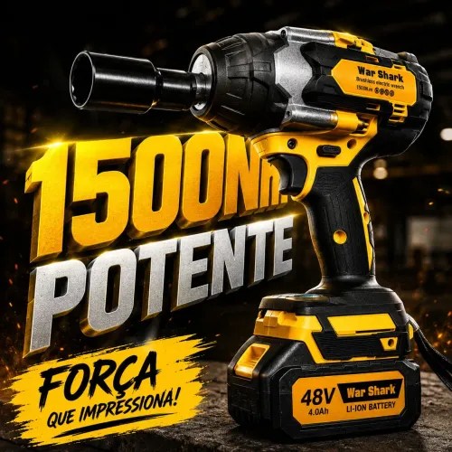 Chave de impacto 1500Nm + 02 Baterias 48v