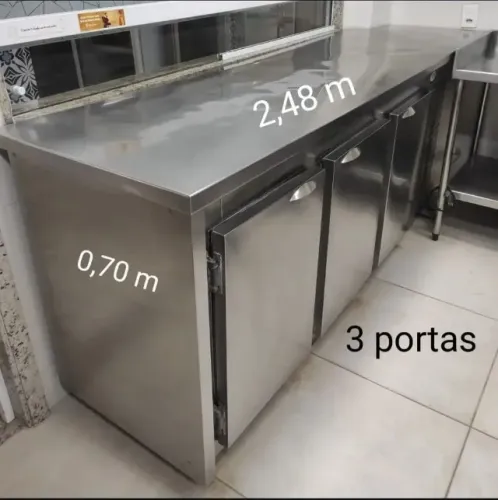 Bancada Refrigerada 3 Portas em inox 304