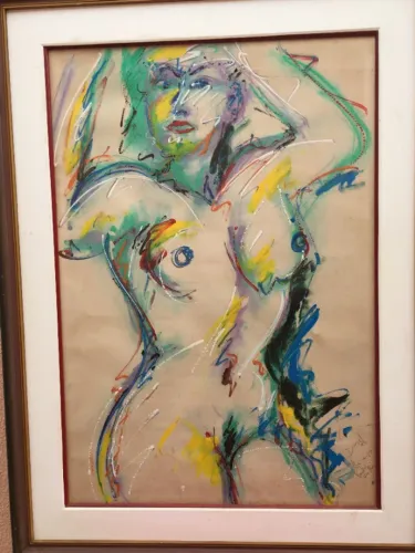 Linda Pintura Mulher. Quadro Grande Com Vidro. Abstrato