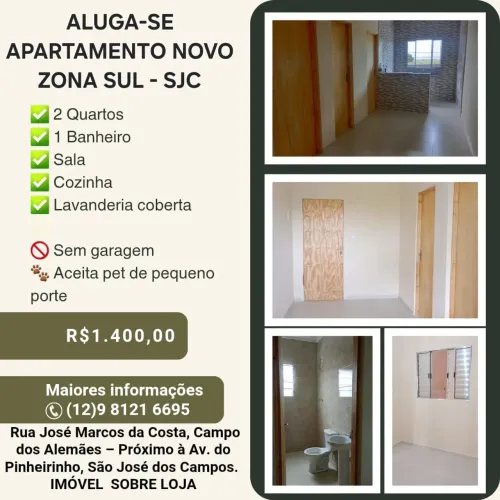ALUGA-SE APARTAMENTO NOVO ZONA SUL DE SJC<br>
