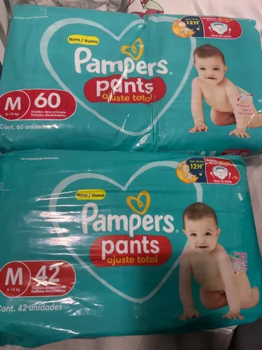 Fraldas Pampers Pants ajuste Total Tamanho M