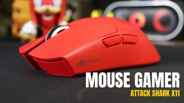 Mouse Gamer Attack Shark X11 Sem Fio Sensor Paw3311 Com Dock de Carregamento Vermelho NOVO