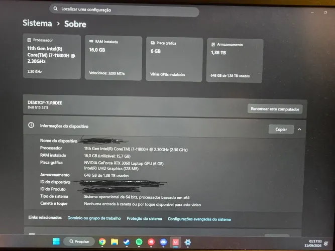 Dell G15 - i7 11800H/RTX3060