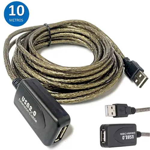 Cabo Extensor USB 10 Metros Ativo com Amplificador de Sinal - Tomate em São Luís ma