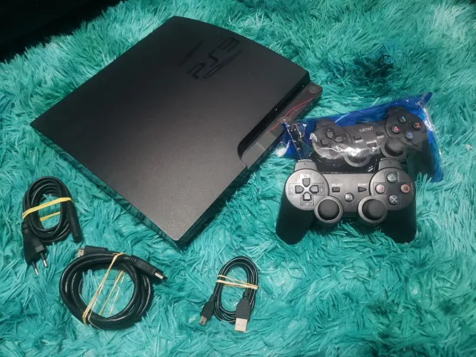 Ps3 Slim Destravado c/ Jogos de Ps1 Ps2 e Ps3