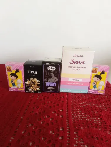 Kit Jequiti com 4 perfumes e 5 sabonetes