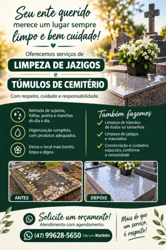 Manutenção e limpeza de túmulos e jazigos.