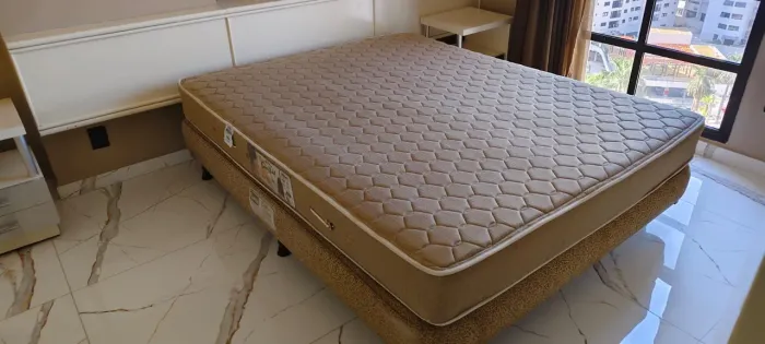 Cama box + Colchão de Molas Castor Queen Size_Linha Hotelaria
