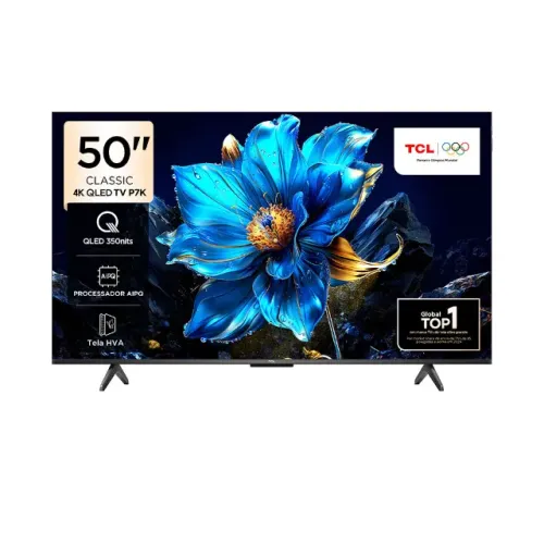 Smart TV TCL 50" 4K QLED 50PK7 / Wifi / Controle com Comando de Voz / PRODUTO LACRADO