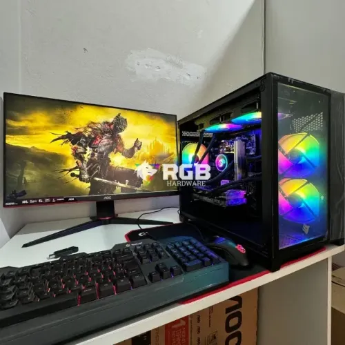 PC Gamer Ryzen 7 5700X3D RTX 4060 32GB RAM 512GB NVMe B550 Water Cooler Aquário Vidro