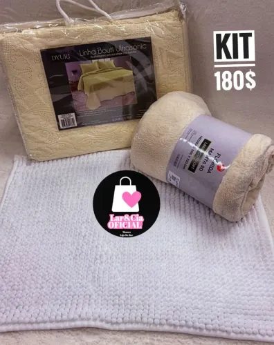 Kit cobre leito casal+ manta casal+ tapete de banheiro. Entrega gratis para maioria 