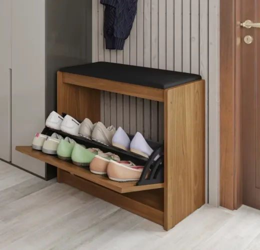 Sapateiro Banco Plenitude Madeira Maciça C/ Assento em Corino 