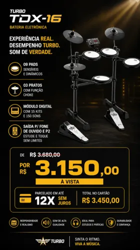 Bateria Eletrônica TURBO TDK-16 7 Pads