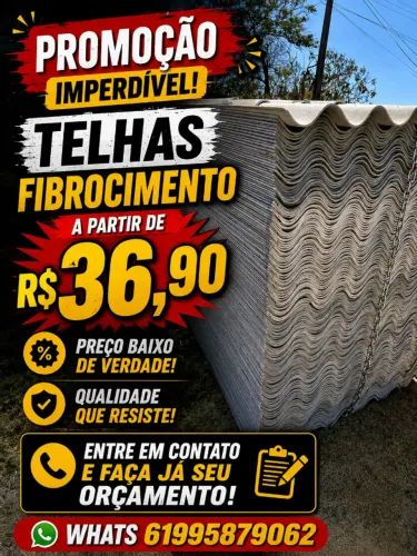 TELHAS FIBROCIMENTO PREÇO BAIXO DE VERDADE 183X110 A VISTA APENAS R$36,90