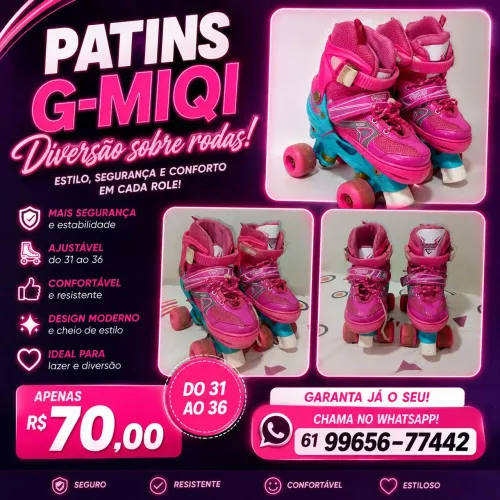 Patins G-MIQI Infantil Regulável 31-36 | Ótimo Estado