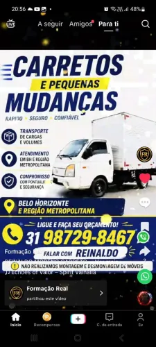 Pequenas mudanças $ carretos