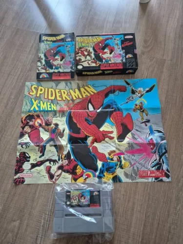Jogo Spiderman X-Men SNES + Caixa + Pôster e Manual Originais