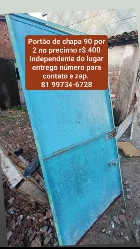 Portão de chapa usado para vender barato