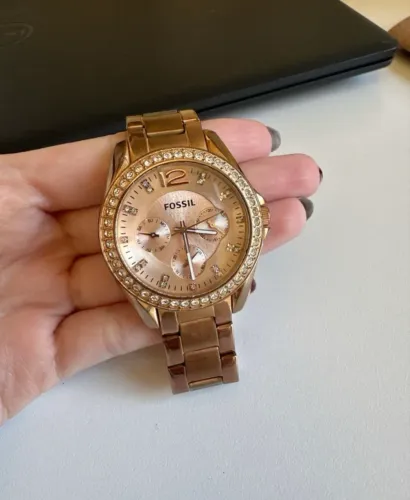 Relógio fóssil rose gold feminino original 