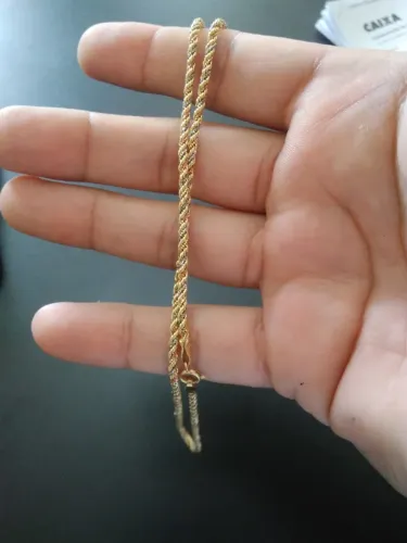 Gargantilha ouro 45cm - modelo trancelim