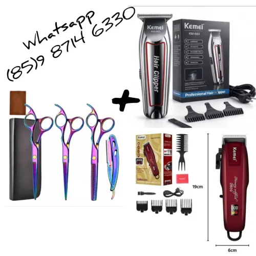 Kit barbeiro. Máquina cortar cabelo e jogo de tesour. Entrega grátis 