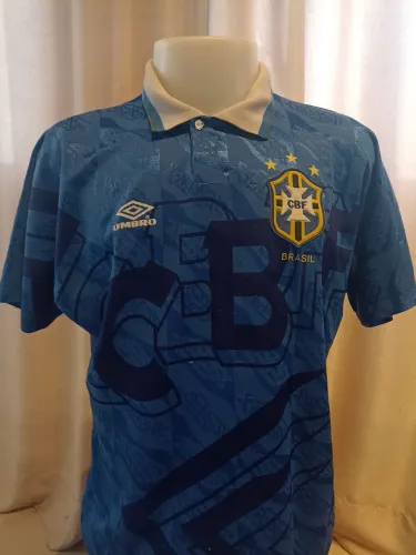 Camisa Seleção Brasileira 1993 Umbro Away Azul Visitante Rara