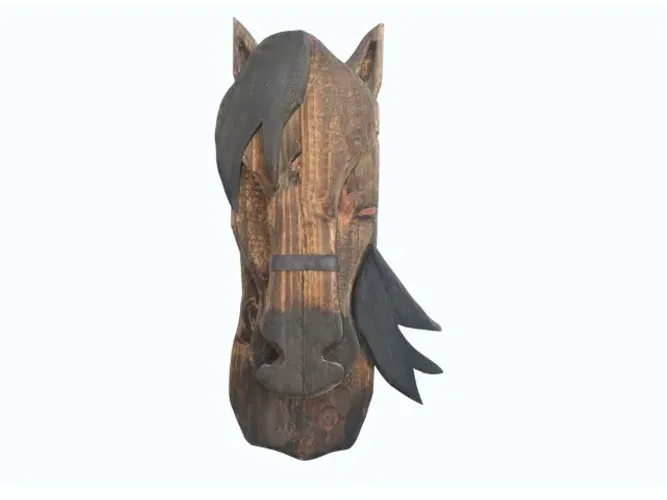 Escultura Cabeça de Cavalo Madeira
