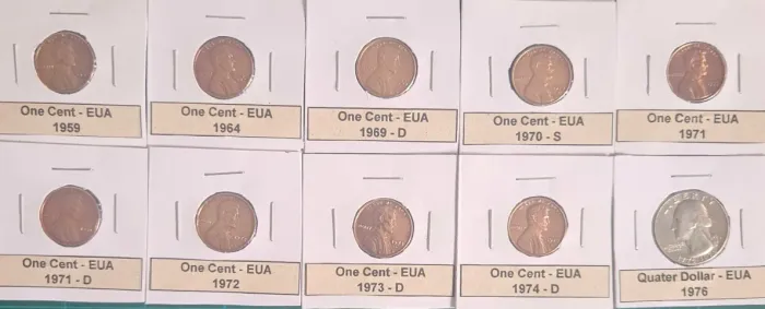Kit Colecionadores Moedas USA - One Cent - Quarter Dollar