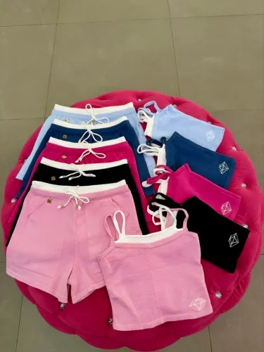 Conjunto shorts modal feminino luxo