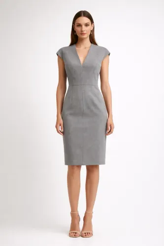 Vestido tam P alfaiataria cinza da Zara