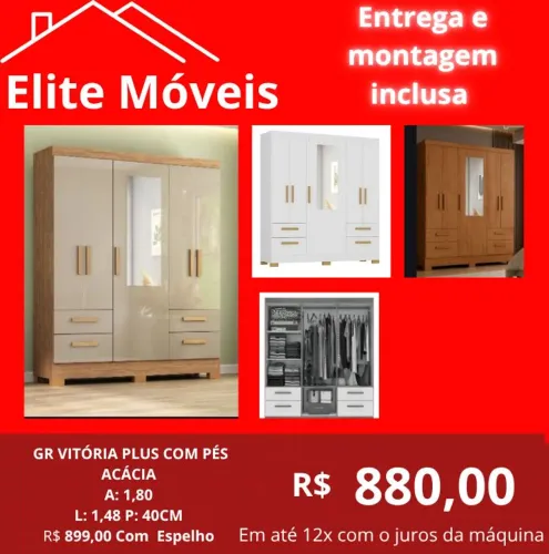 880,00 Com a montagem guarda roupa novo na caixa com garantia de fabrica. 