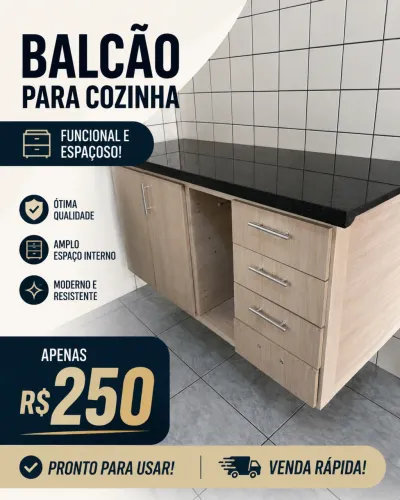Balcão para cozinha - MDF e mármore